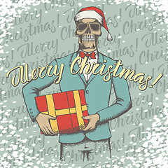 Image showing Vector Christmas skull with gift illustration