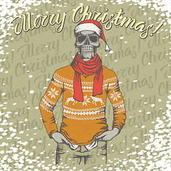 Image showing Vector Christmas skull with gift illustration