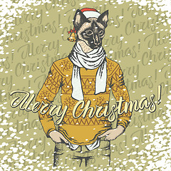 Image showing Christmas cat vector illustration