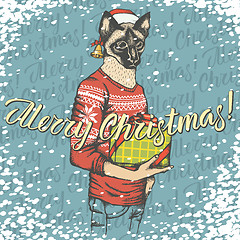 Image showing Christmas cat vector illustration