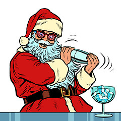 Image showing Santa Claus makes cocktail merry Christmas and happy new year