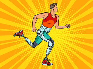 Image showing disabled man running with legs prostheses