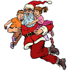 Image showing Santa Claus with children. Christmas and New year