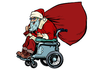Image showing Santa Claus is an active wheelchair user disabled. Christmas and New year