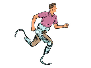 Image showing disabled man running with legs prostheses