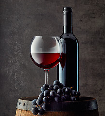 Image showing bottle and glass of red wine