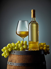 Image showing glass and bottle of wine