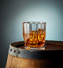 Image showing glass of whiskey with ice