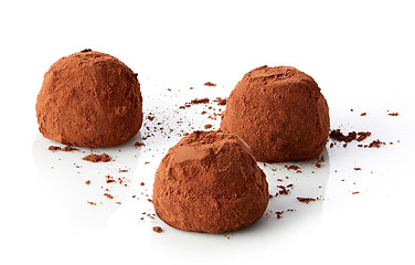 Image showing chocolate truffles covered with cocoa