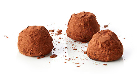 Image showing chocolate truffles covered with cocoa