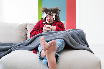 Image showing young Man with flu and fever