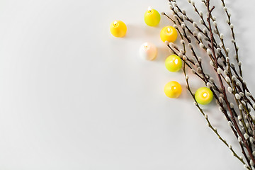 Image showing pussy willow branches and easter egg candles