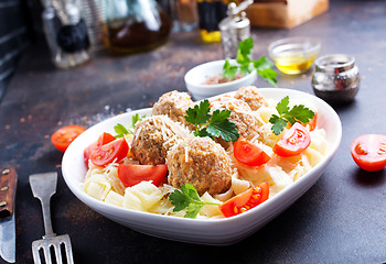 Image showing pasta with meatballs