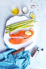 Image showing salmon and asparagus