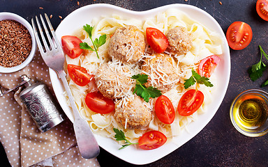 Image showing pasta with meatballs