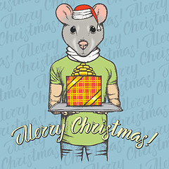 Image showing Christmas rat vector illustration