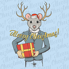 Image showing Christmas rat vector illustration