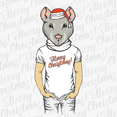 Image showing Christmas rat vector illustration