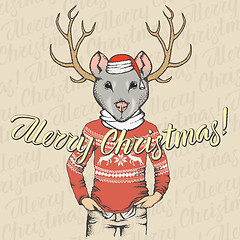 Image showing Christmas rat vector illustration