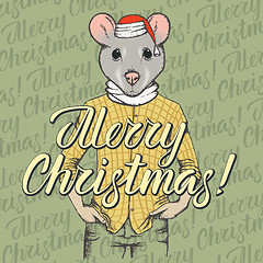 Image showing Christmas rat vector illustration