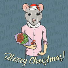 Image showing Christmas rat vector illustration