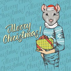 Image showing Christmas rat vector illustration