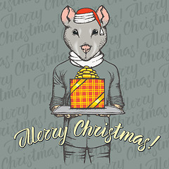 Image showing Christmas rat vector illustration