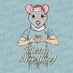 Image showing Christmas rat vector illustration