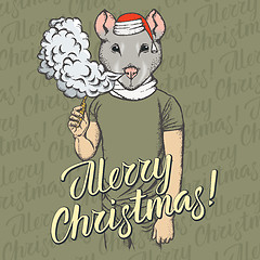 Image showing Christmas rat vector illustration