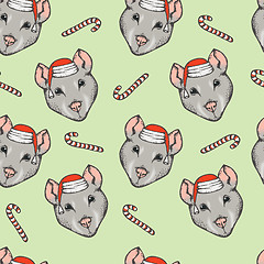 Image showing Seamless pattern with rat head