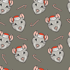 Image showing Seamless pattern with rat head