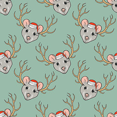 Image showing Seamless pattern with rat head