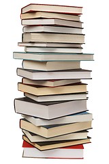 Image showing High stack of books