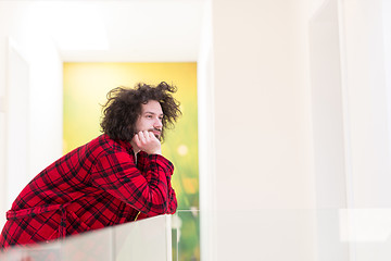 Image showing portrait of young man in bathrobe