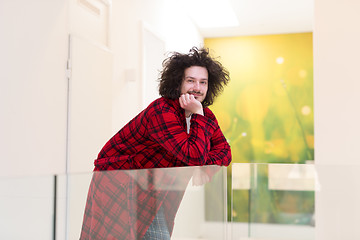 Image showing portrait of young man in bathrobe