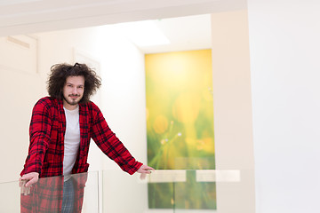 Image showing portrait of young man in bathrobe