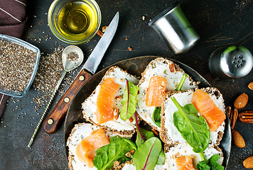 Image showing butterbreads with fish