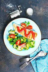 Image showing fried chicken with broccoli