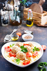 Image showing pasta with meatballs