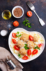 Image showing pasta with meatballs