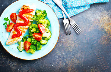 Image showing fried chicken with broccoli