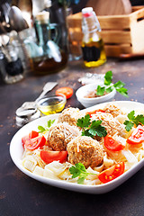 Image showing pasta with meatballs