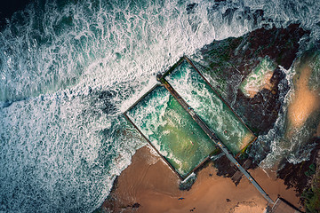 Image showing The twin tidal pools at Austinmer