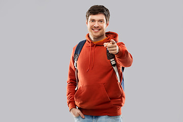 Image showing young man or student with school bag or backpack