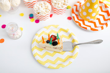 Image showing piece of cake on plate at birthday party