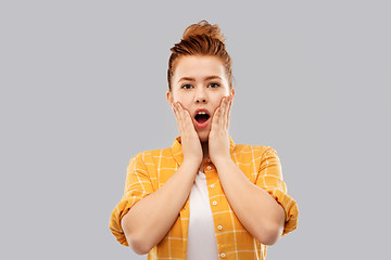 Image showing shocked teenage girl in with open mouth