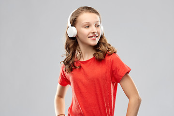 Image showing happy teenage girl with headphones