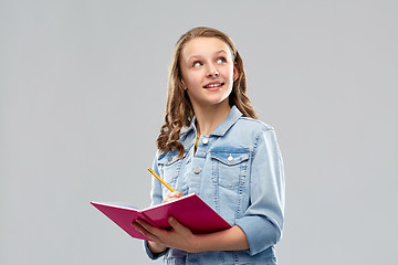 Image showing teenage student girl with diary or notebook