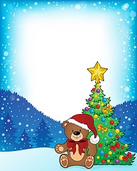 Image showing Christmas teddy bear topic frame 1