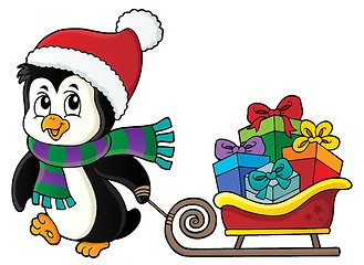 Image showing Christmas penguin with sledge image 3